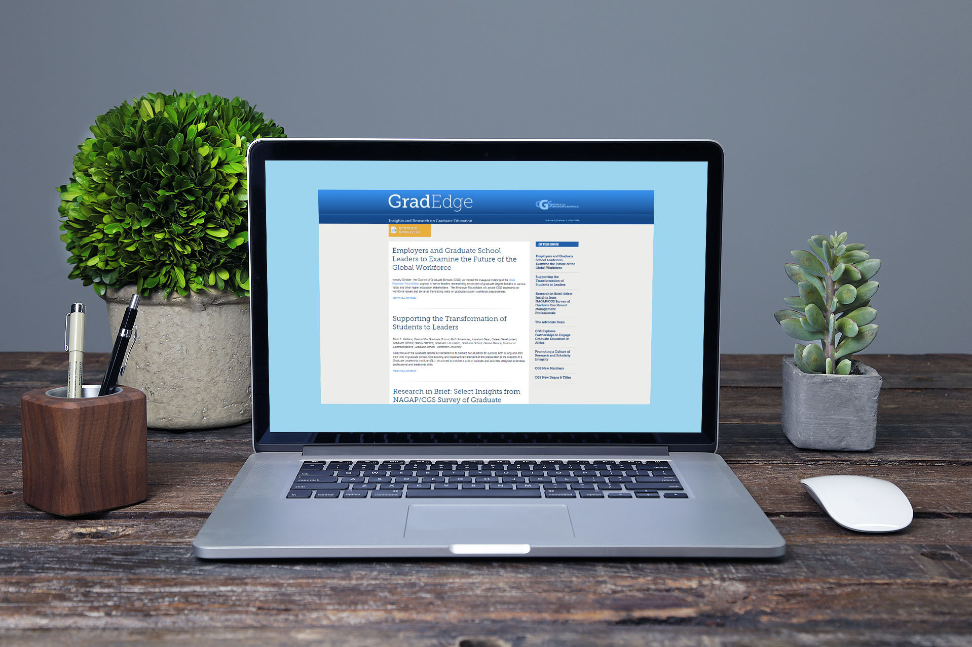 Image of laptop with GradEdge newsletter on screen